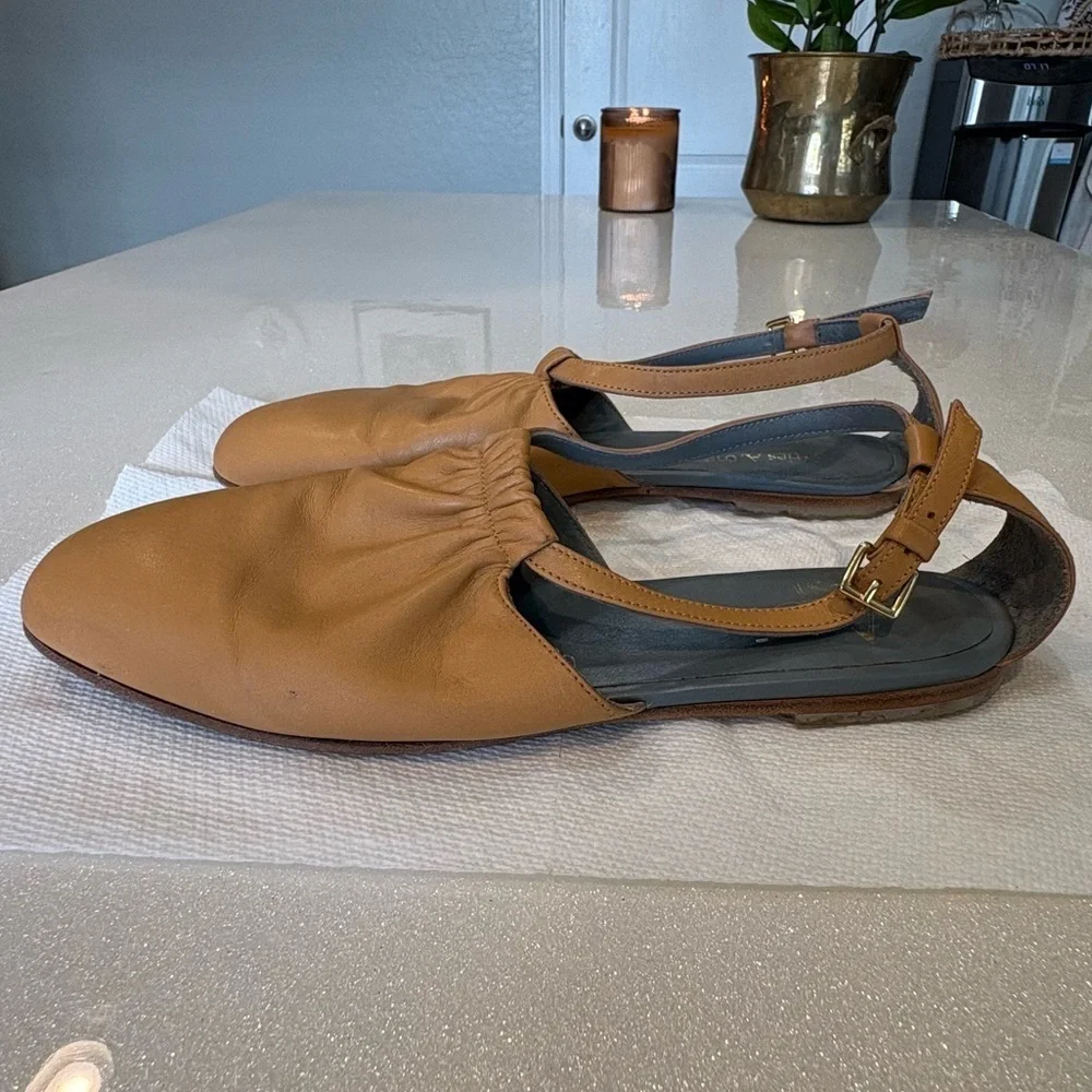 Act Series A.012 23 Tan Leather Slingback Flats Handcrafted in Mallorca, Spain